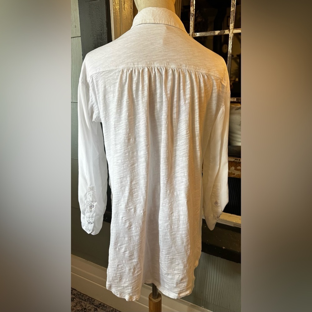 Anthropologie White Crinkle Button-Down Tunic Shirt Size S - Picture 8 of 9